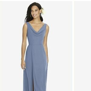 Bella Social Bridesmaids Social Cowl Neck Sleeveless Maxi Dress in Larkspur Blue